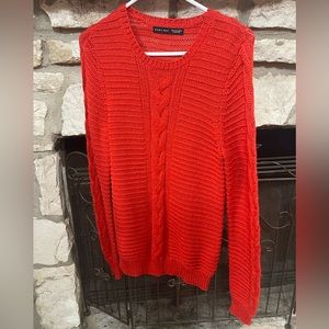 Zara Man Open Knit Sweater Red Small